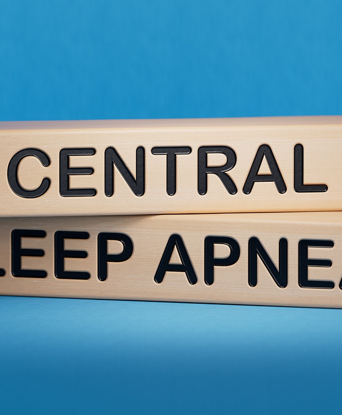 Two wooden blocks displaying the words, Central Sleep Apnea