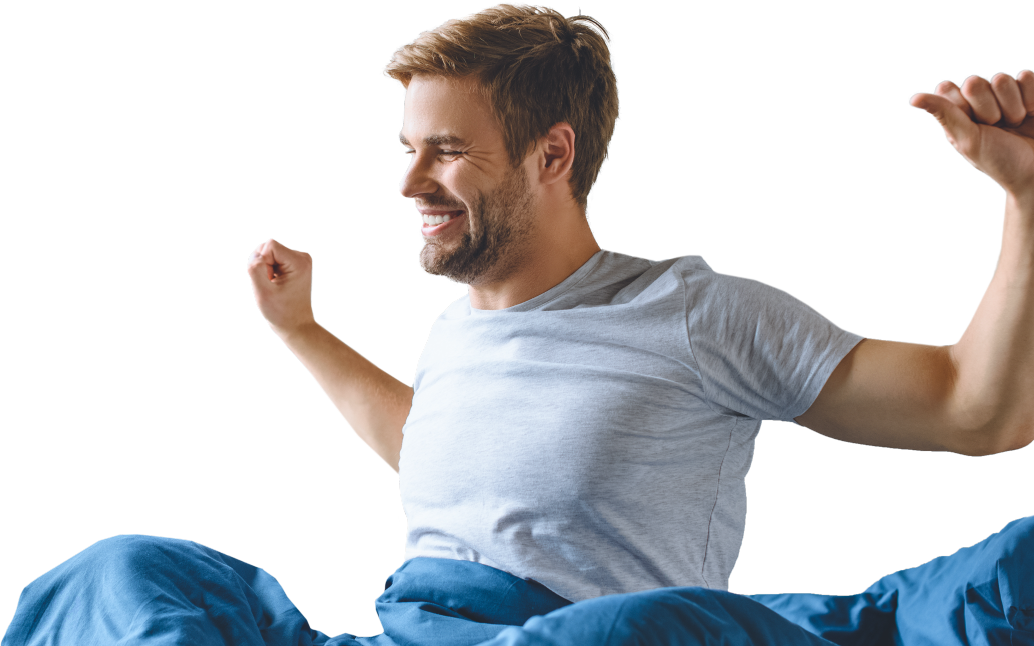 Man waking feeling rested